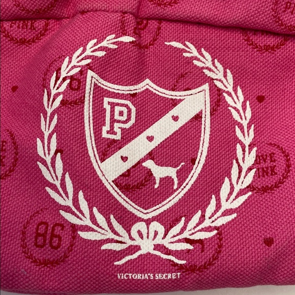 Vintage PINK Victoria's Secret Pink Crest Canvas Cosmetic Bag.  Y2K-era. - Picture 3 of 7